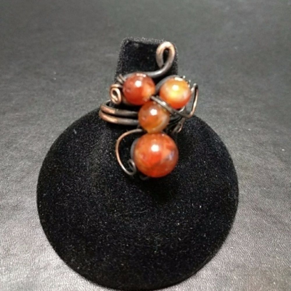 Wire and bead fashion ring size 7